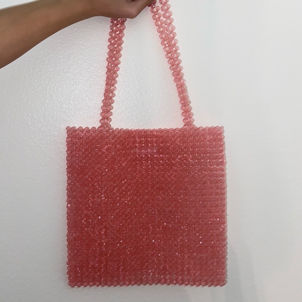 Pink bead tote bag